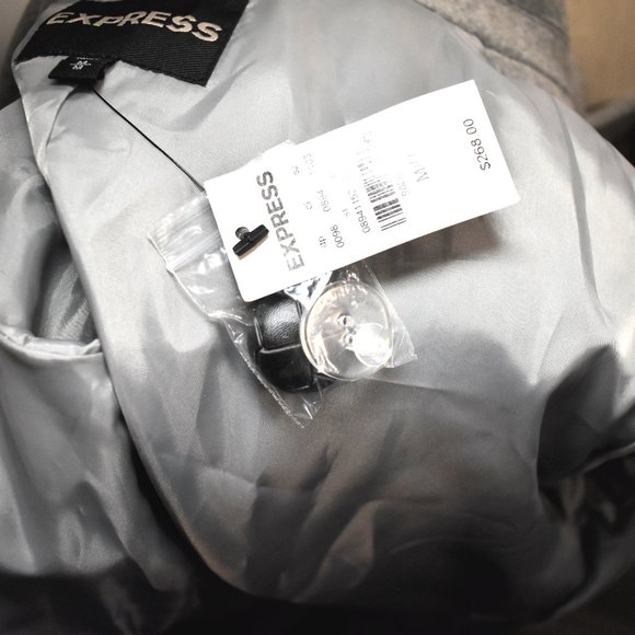 NWT Express Women's Gray Recycled Wool Pea Coat Size Medium - New Winter Coat - Picture 11 of 12